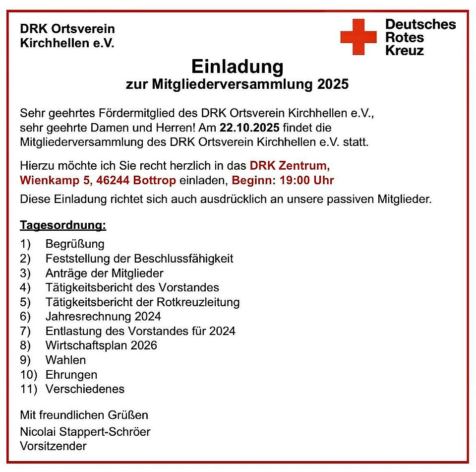 Einladung zur Mitgliederversammlung 2025 Einladung zur Mitgliederversammlung 2025